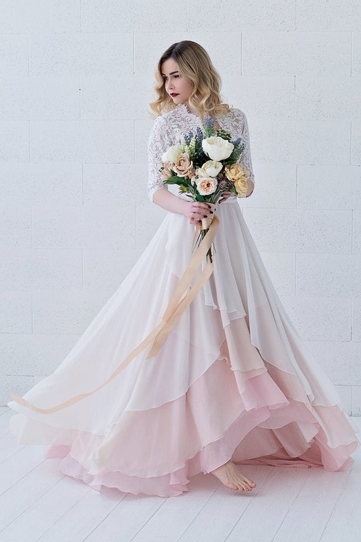 Brautkleid rose-weiß