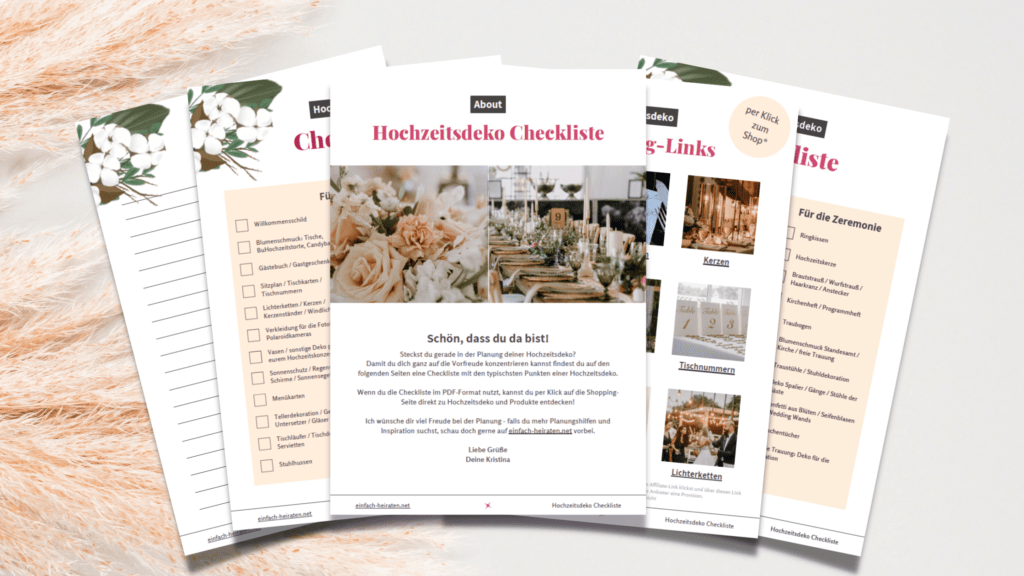 Hochzeitsdeko Checkliste als PDF Download