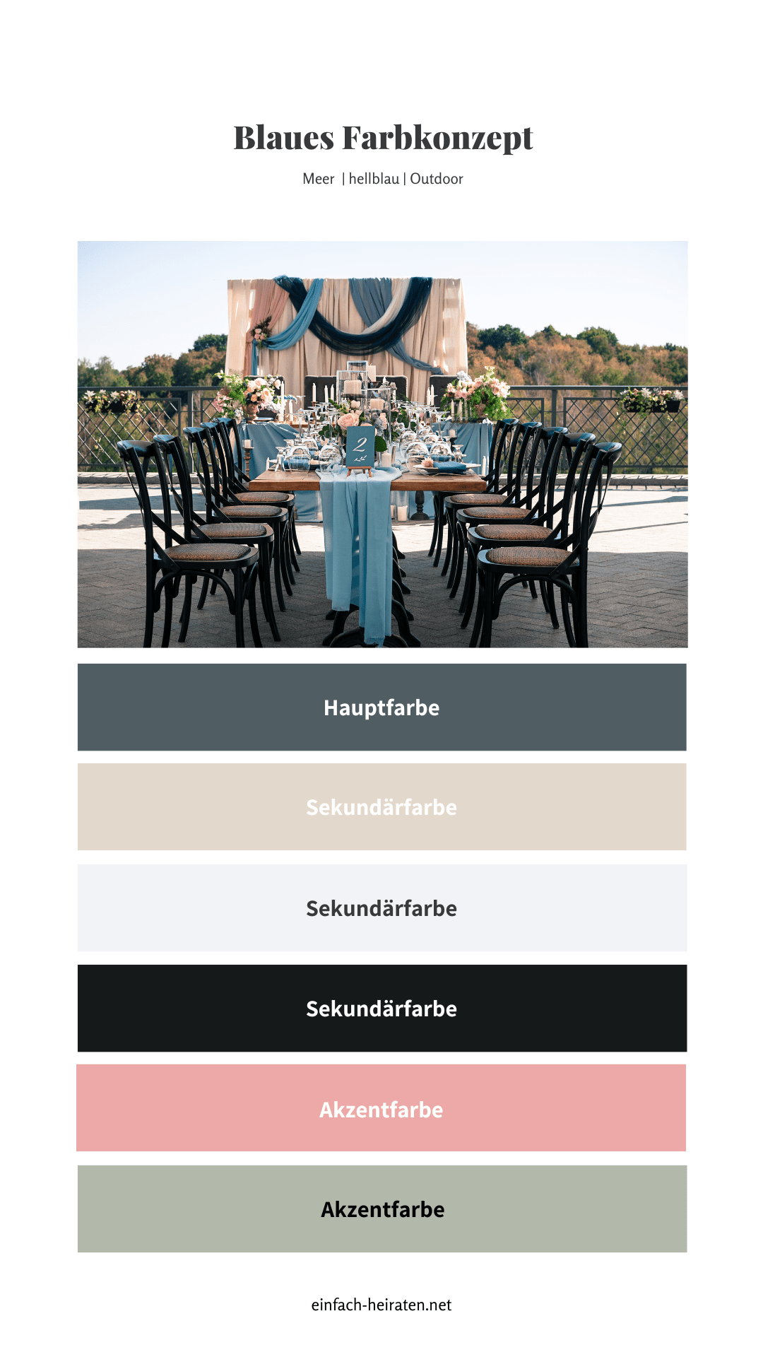 Das perfekte Farbkonzept für eure Hochzeit: Anleitung & Beispiele Hochzeit Farbbschema blau Meer